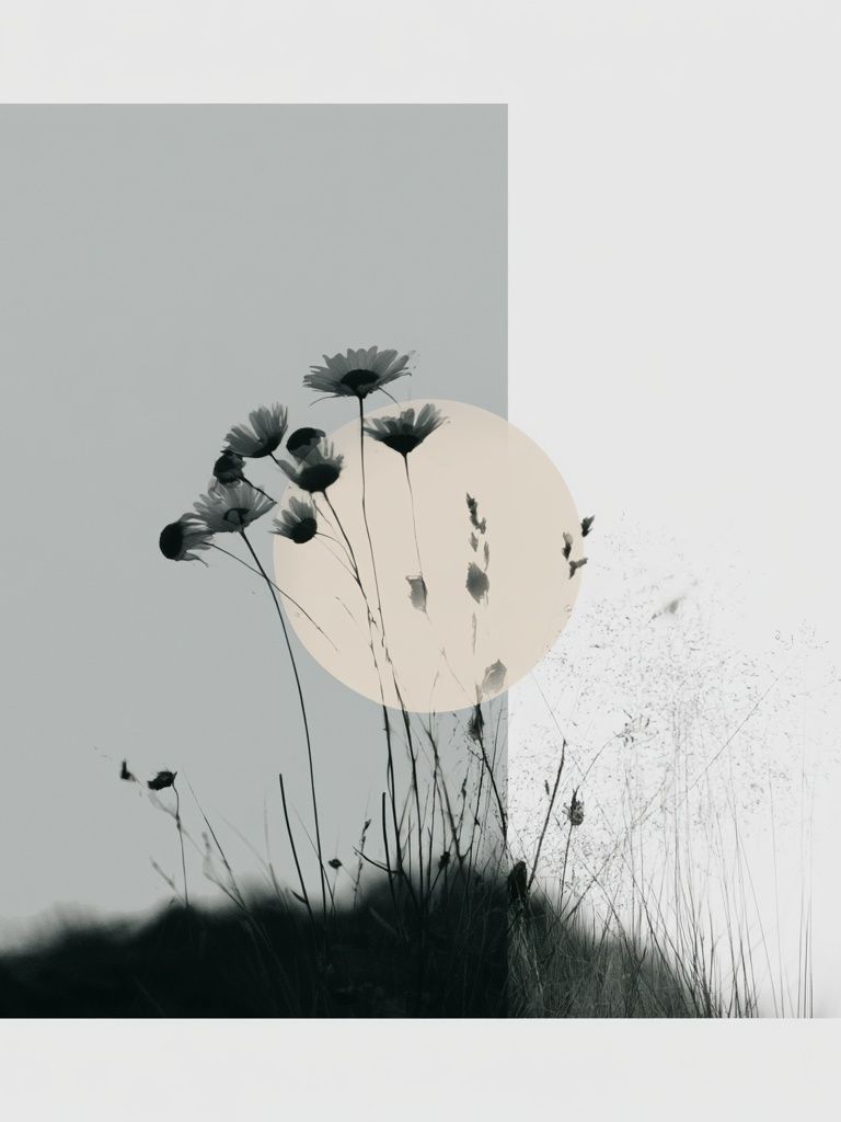 Minimalist Wildflower Silhouette Print. poster — botanical art