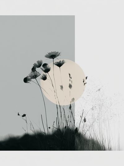 Minimalist Wildflower Silhouette Print. poster print