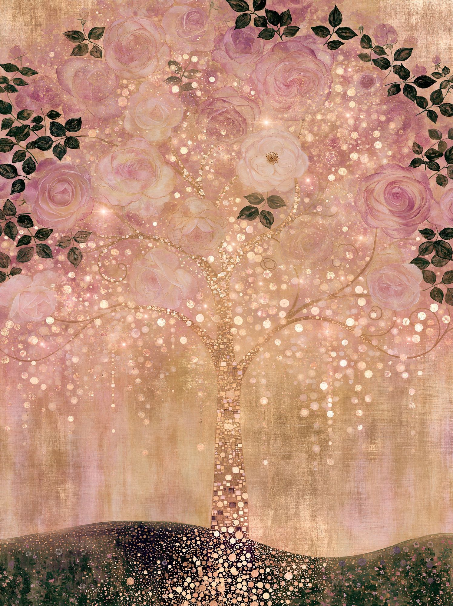 Blush Rose Tree Illustration Poster. poster detail