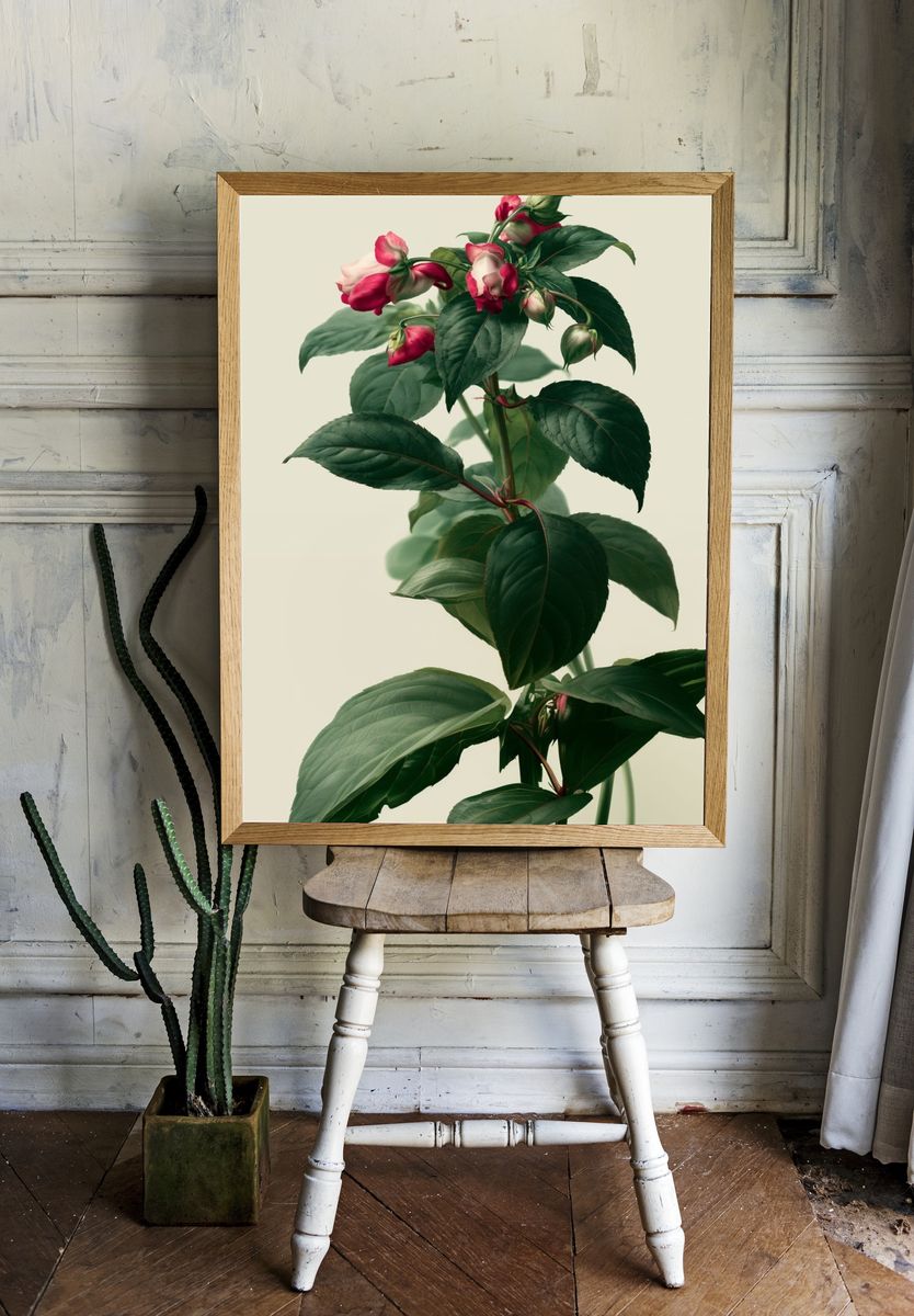 Pink Blossom Botanical Poster. — room view 1
