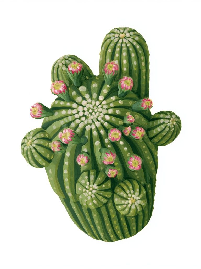 Blooming Cactus Illustration Poster. poster detail