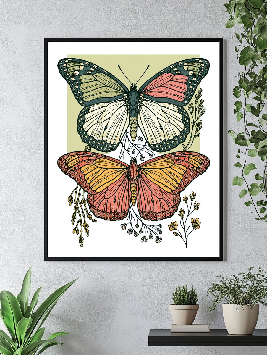 Butterfly Botanical Illustration Poster. — room view 4