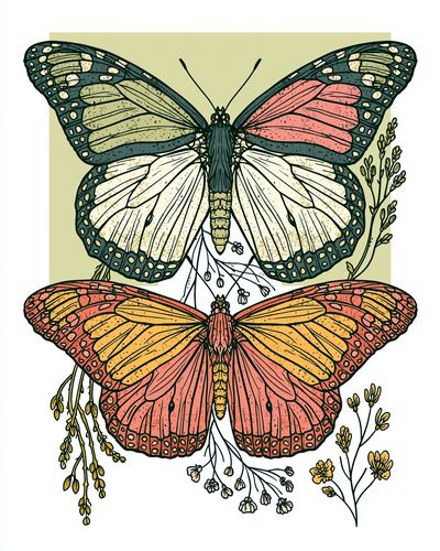 Butterfly Botanical Illustration Poster. poster print