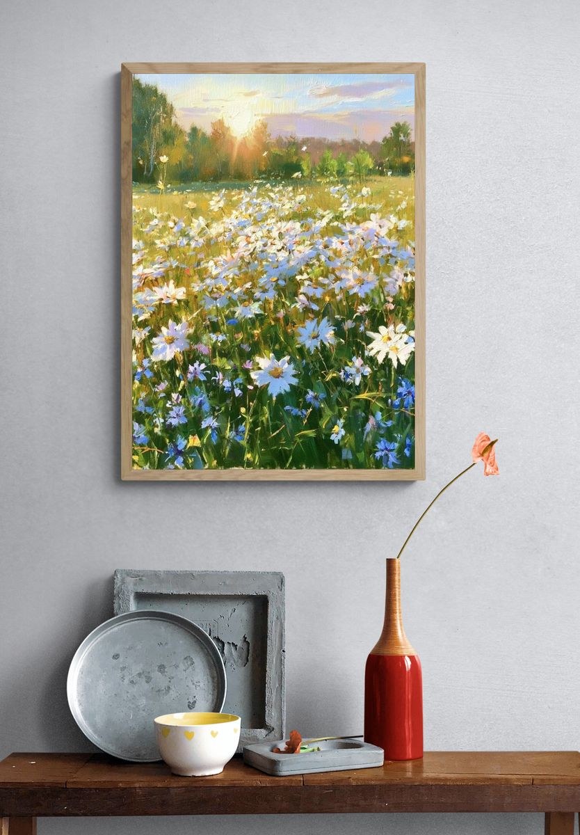 Wildflower Meadow Sunrise Print. — room view 3