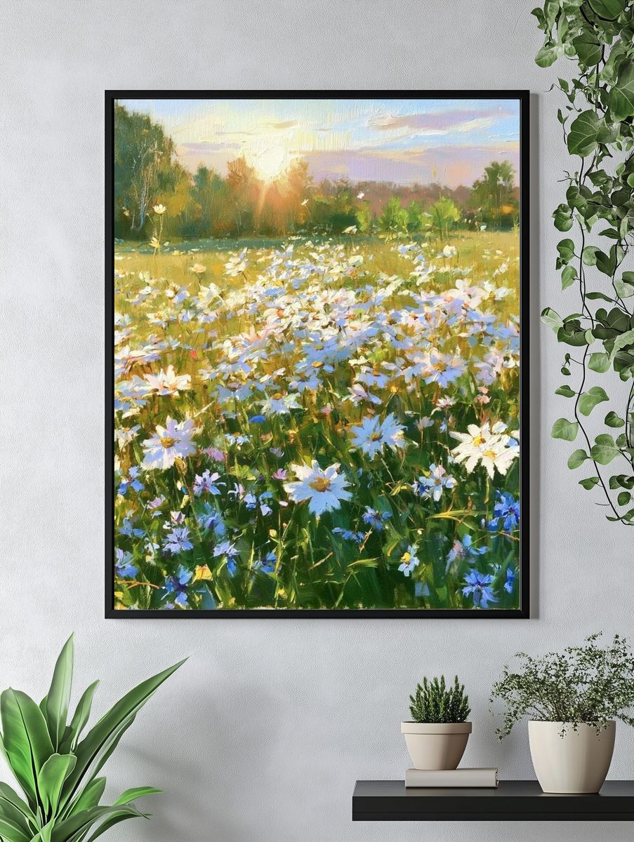 Wildflower Meadow Sunrise Print. — room view 4