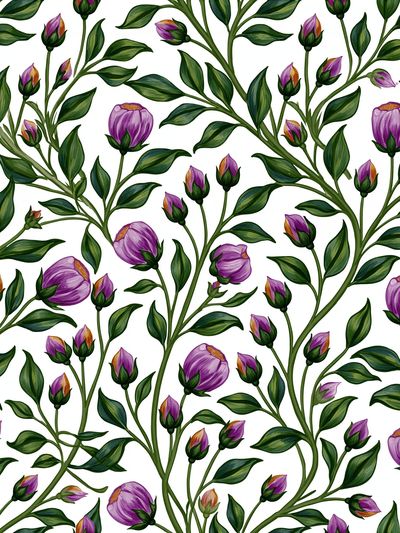 Purple Floral Vine Botanical Print. poster