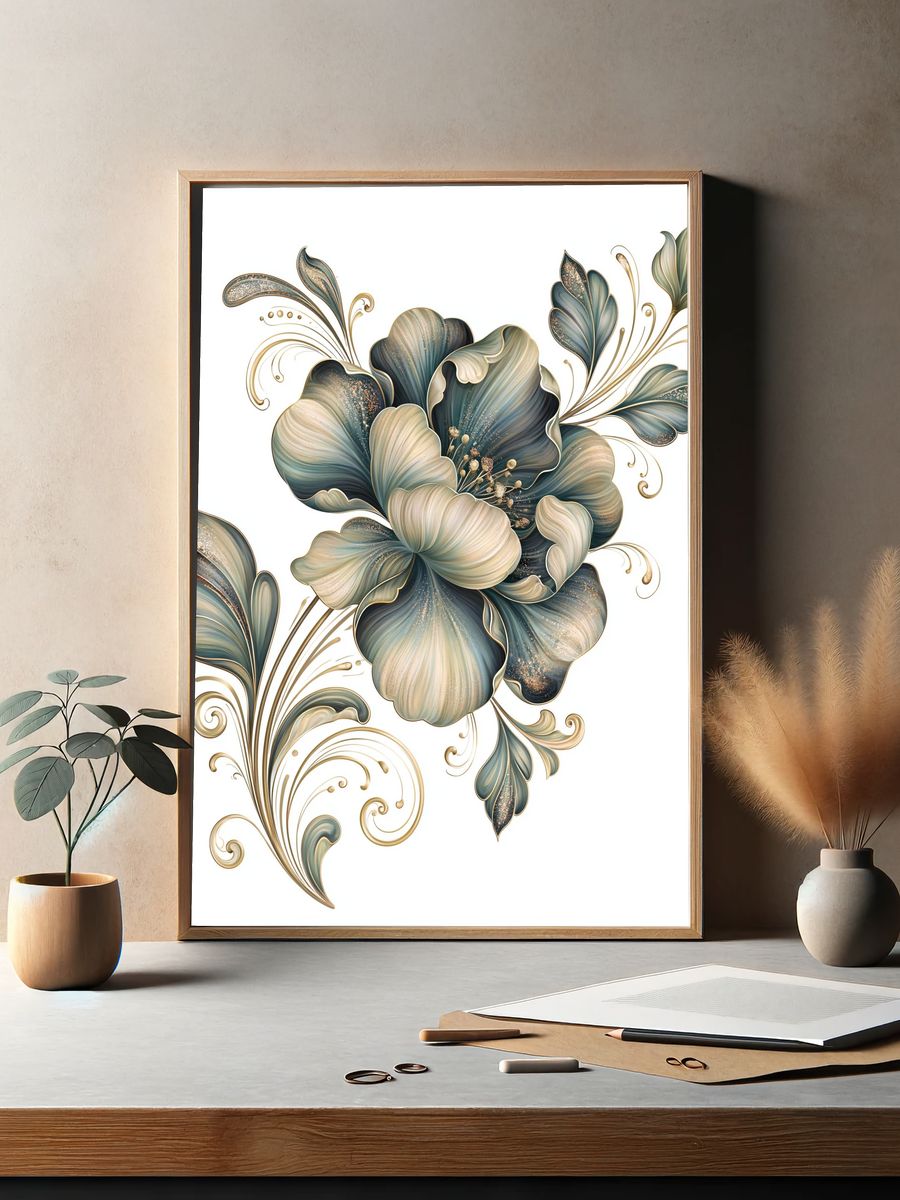 Elegant Floral Botanical Print. — room view 2