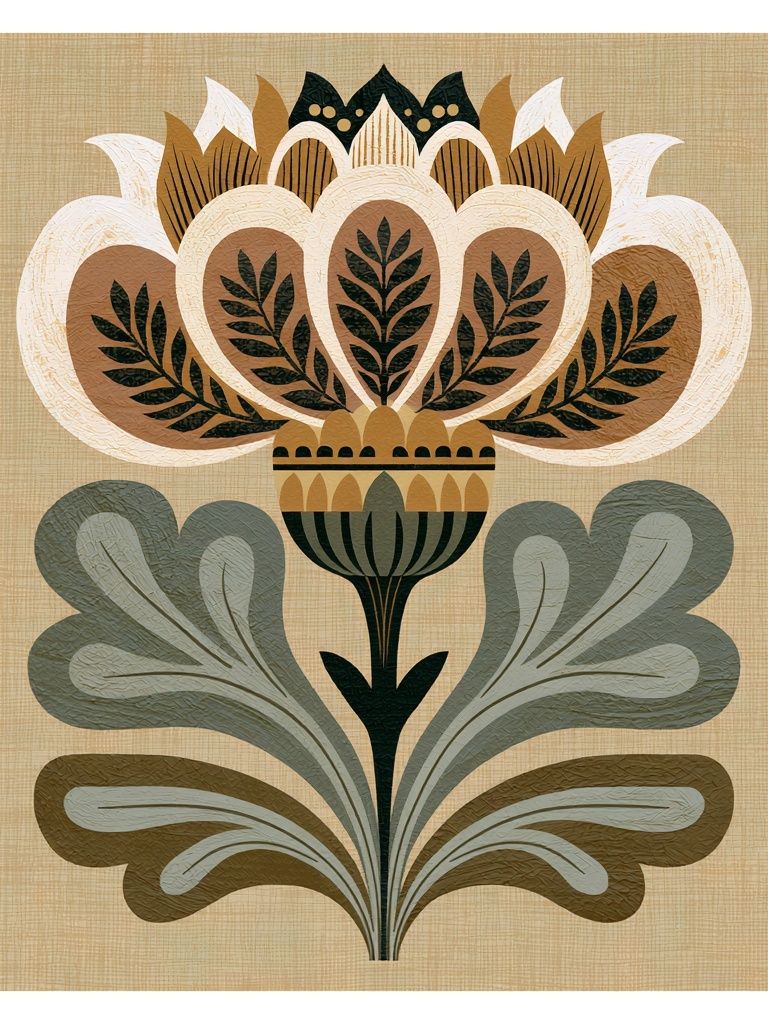 Botanical Folk Art Print. poster detail