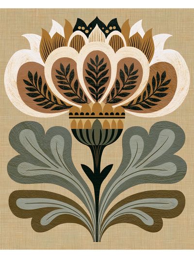 Botanical Folk Art Print. poster