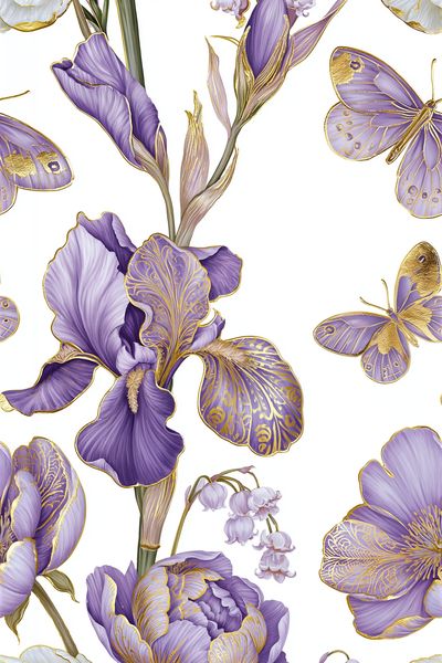 Purple Floral Butterfly Print. poster print