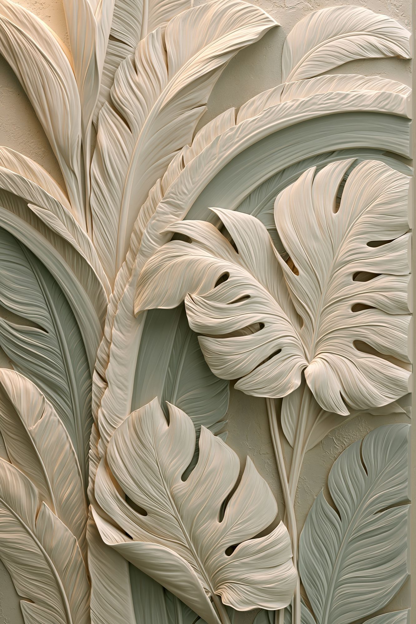 Tropical Leaf Relief Botanical Print. poster detail