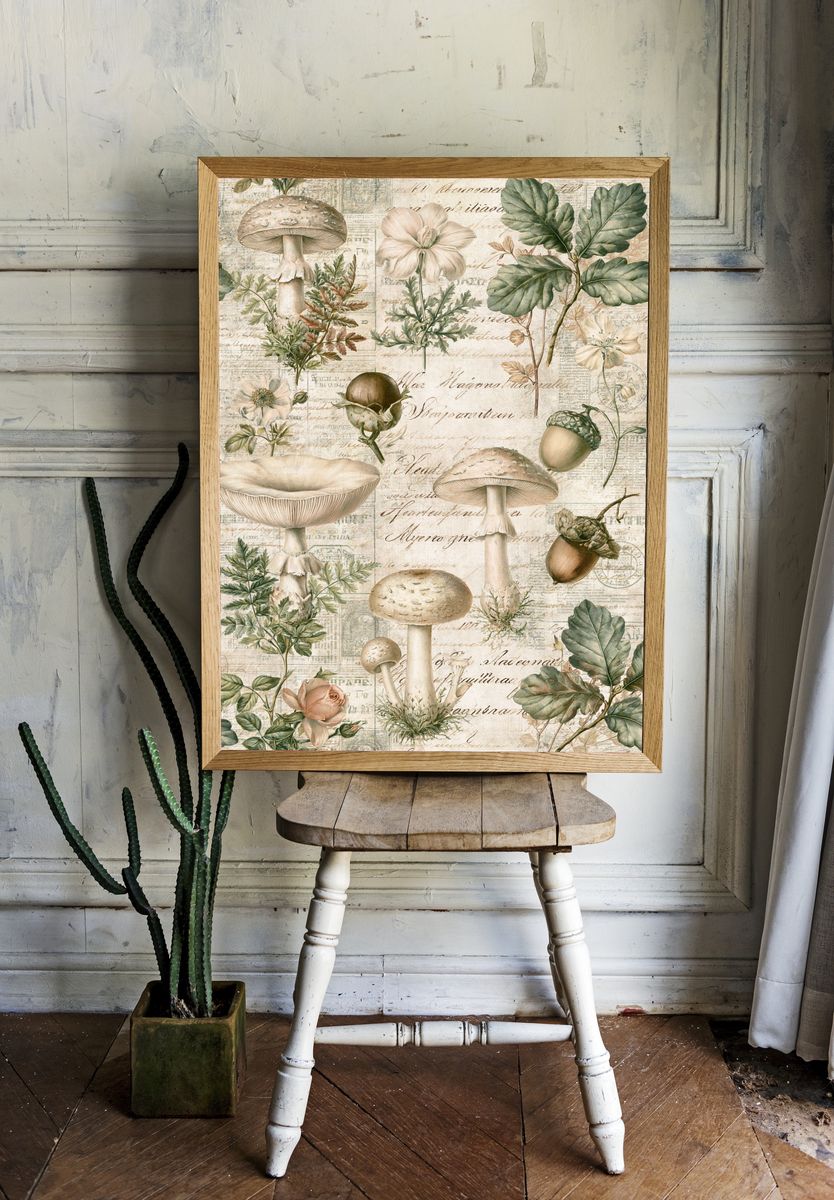 Vintage Mushroom Botanical Print. — room view 1
