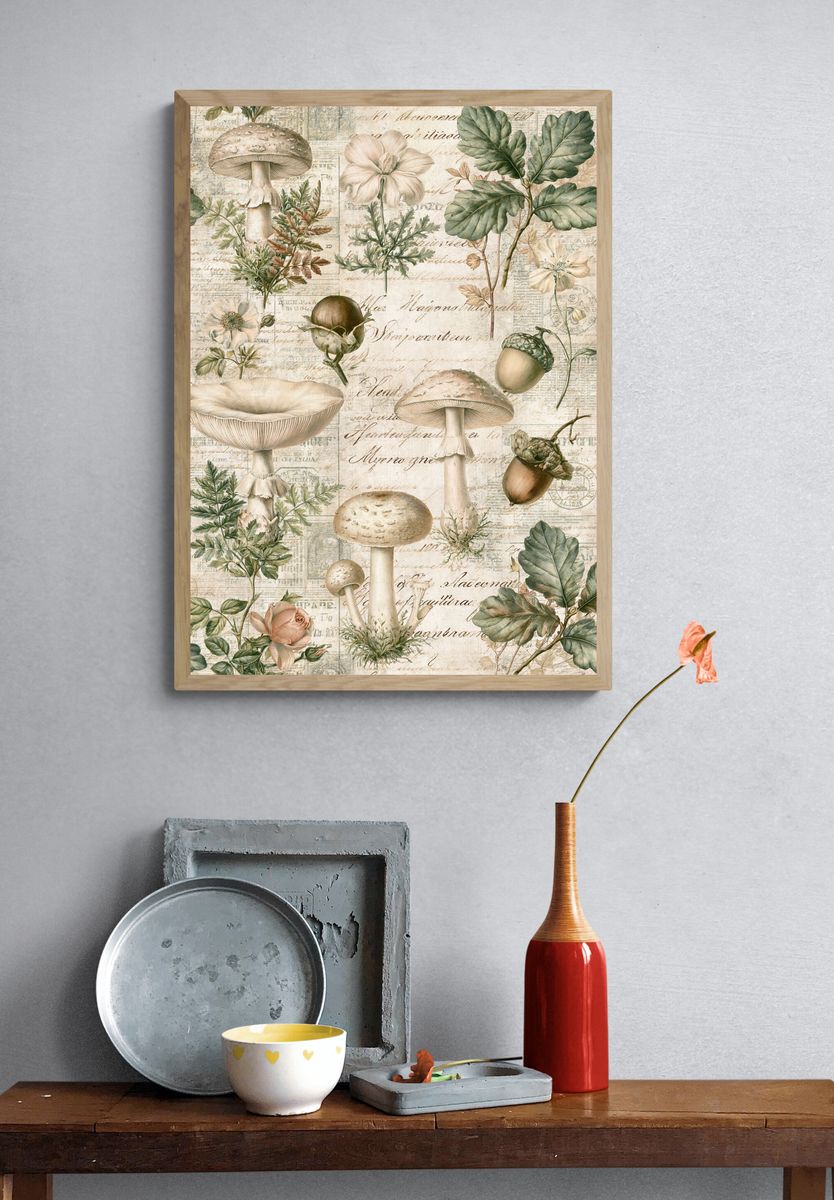 Vintage Mushroom Botanical Print. — room view 3