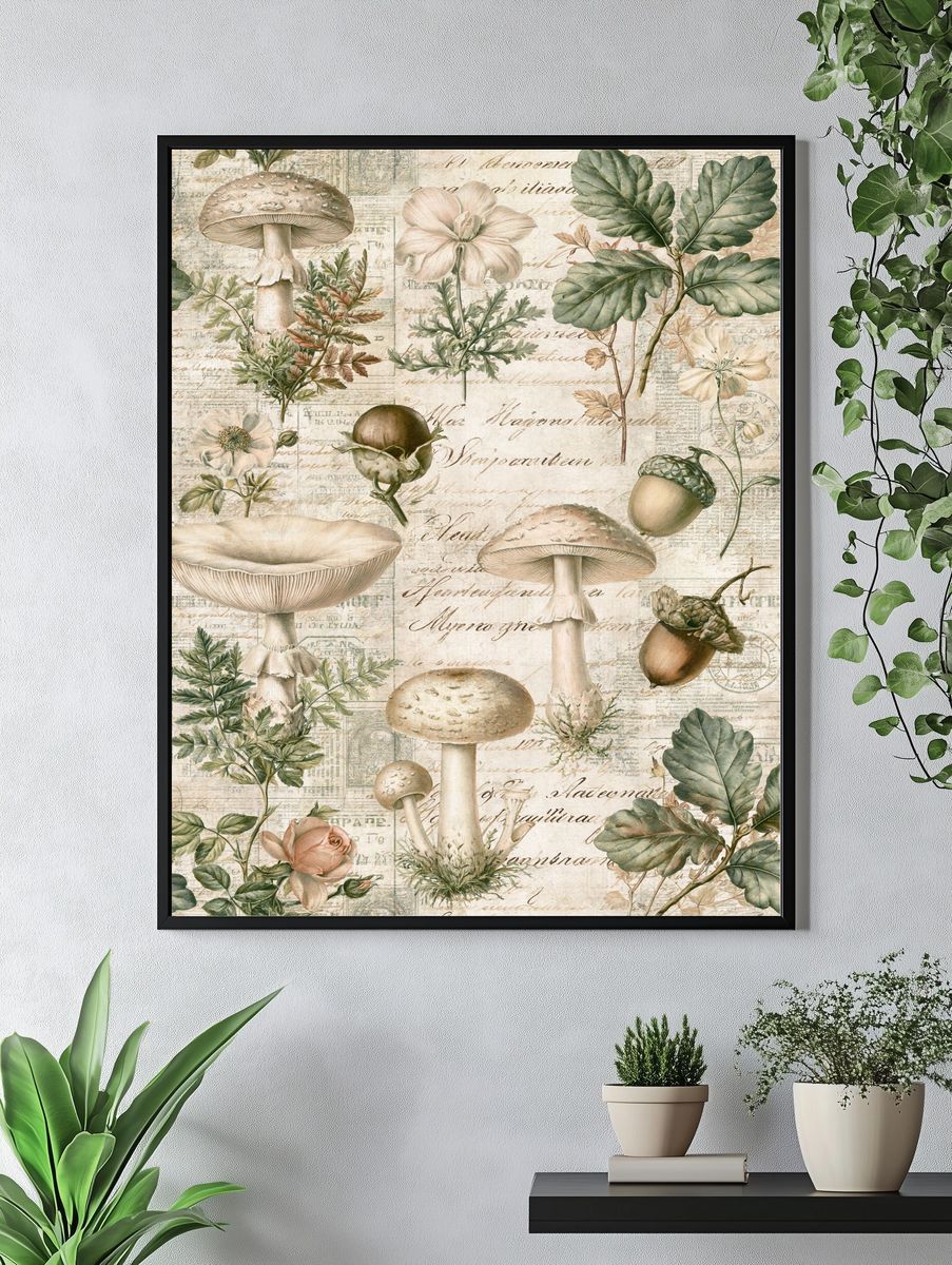 Vintage Mushroom Botanical Print. — room view 4