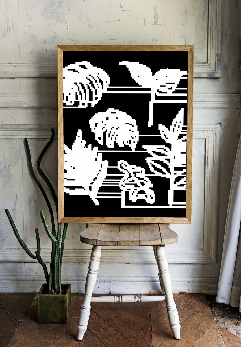 Pink Floral Botanical Print. — room view 1