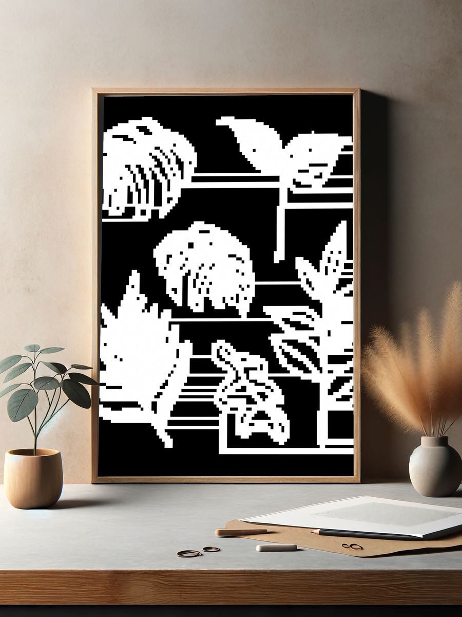 Pink Floral Botanical Print. — room view 2