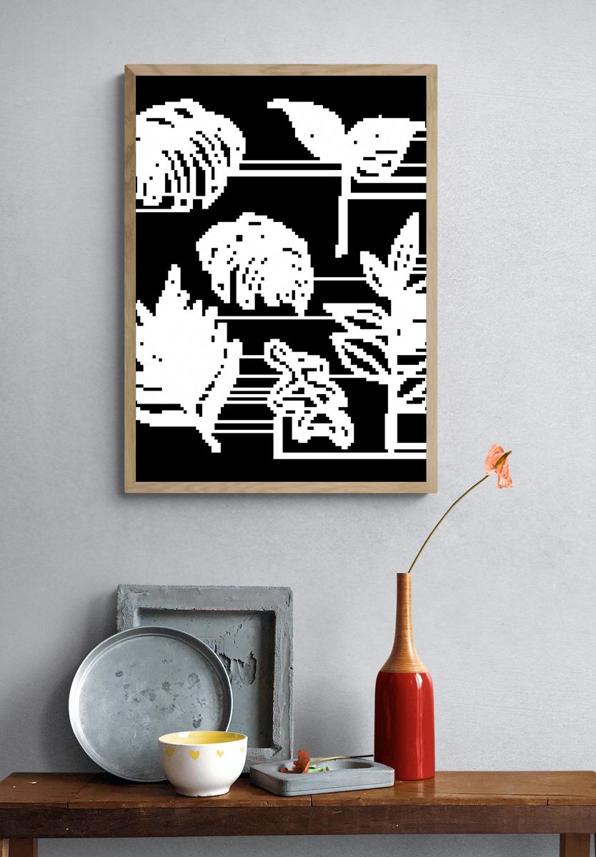Pink Floral Botanical Print. — room view 3