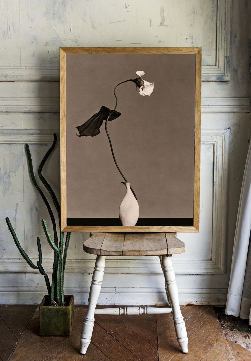 Hummingbirds and Lilies Botanical Print. room preview