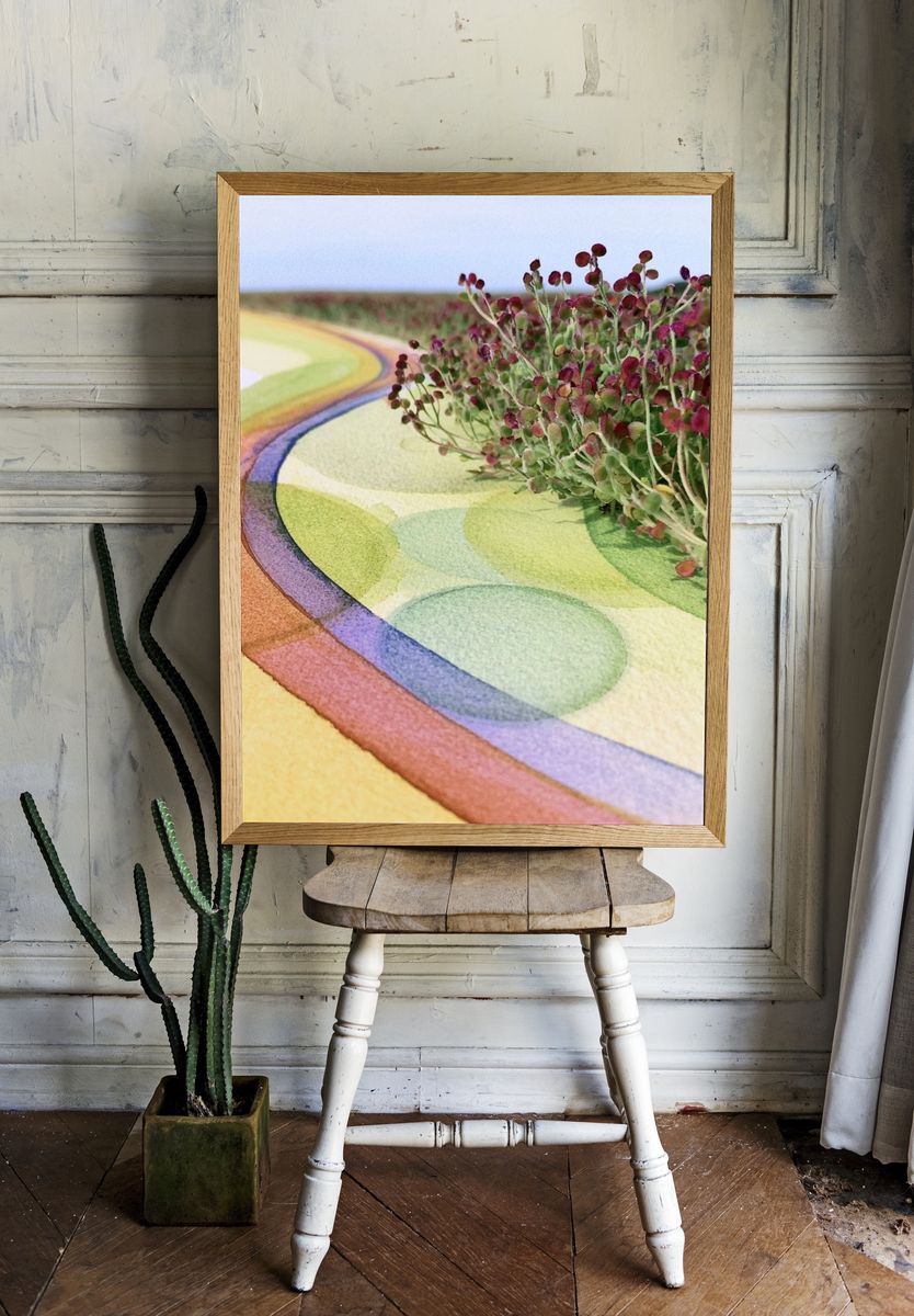 Rainbow Botanical Abstract Poster. — room view 1