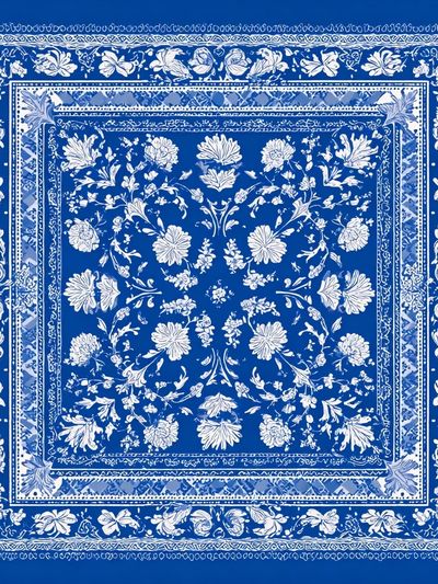 Blue Floral Bandana Print. poster print