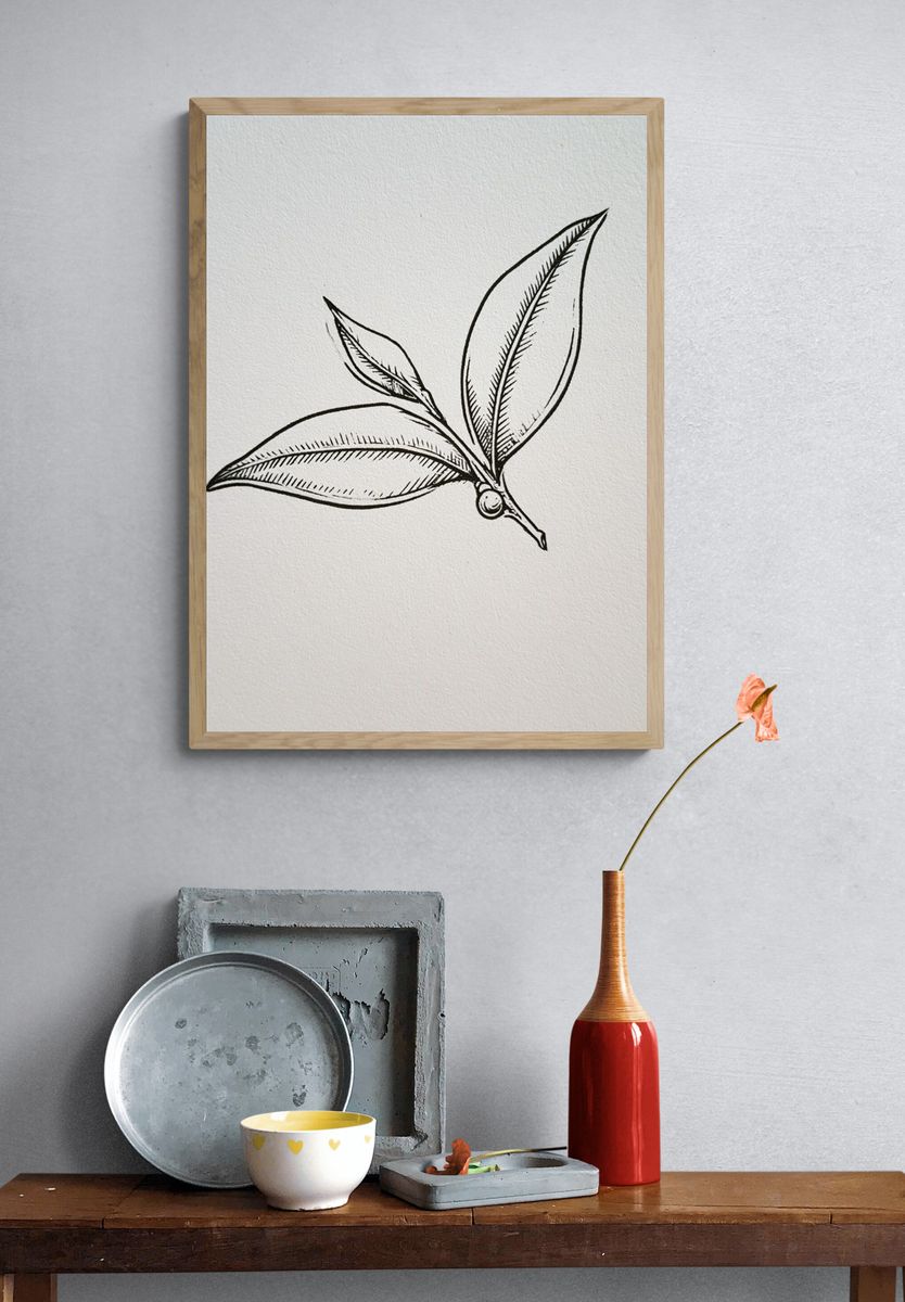 Botanical Leaf Sketch Print. — room view 3