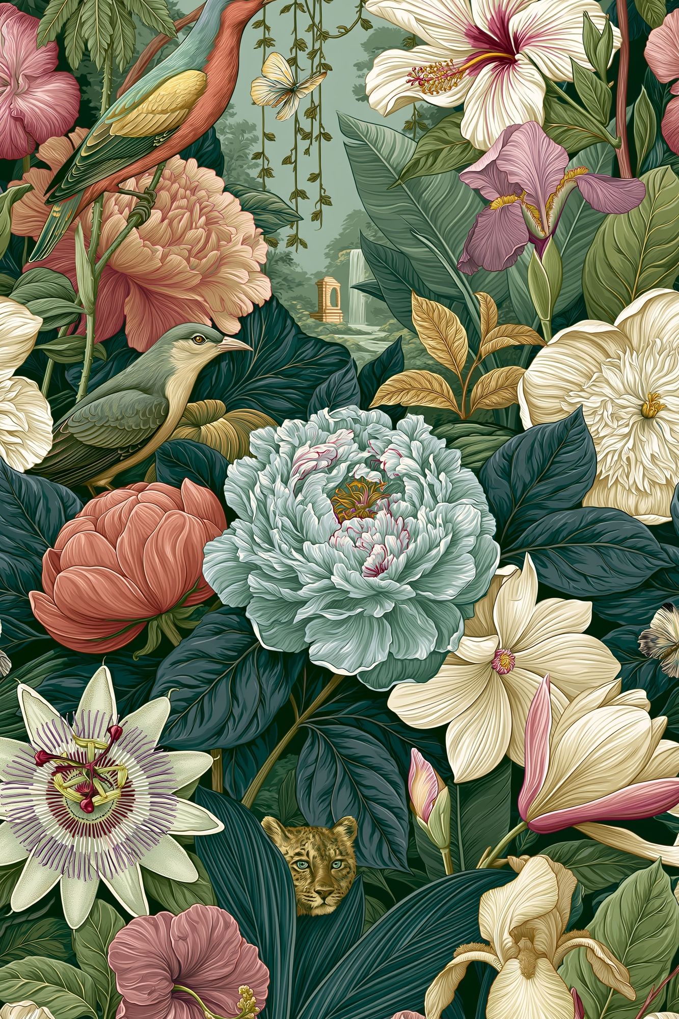Tropical Birds and Blooms Poster. poster detail