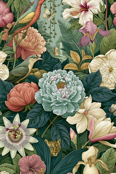 Tropical Birds and Blooms Poster. poster