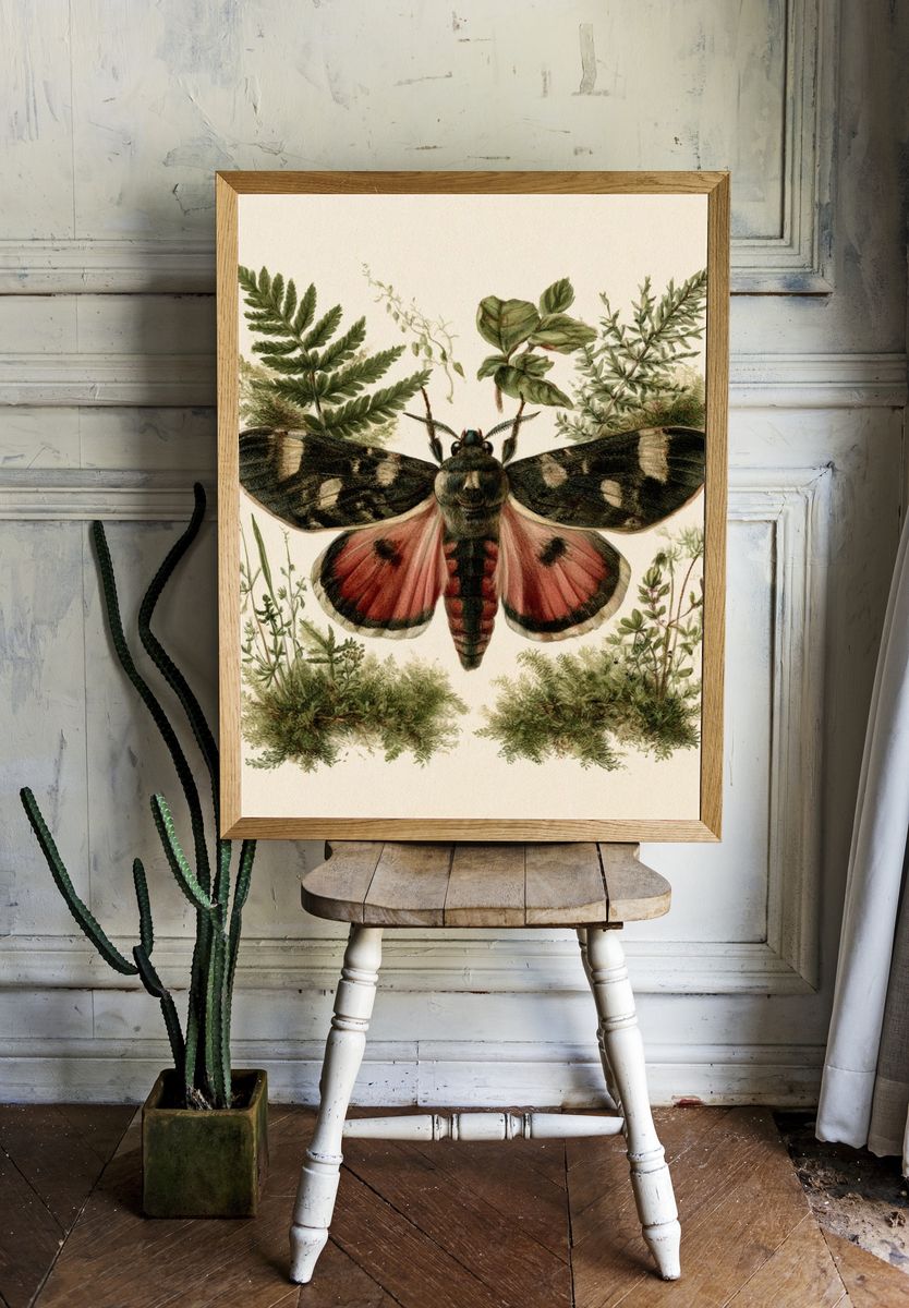 Moth Botanical Illustration Poster. — room view 1