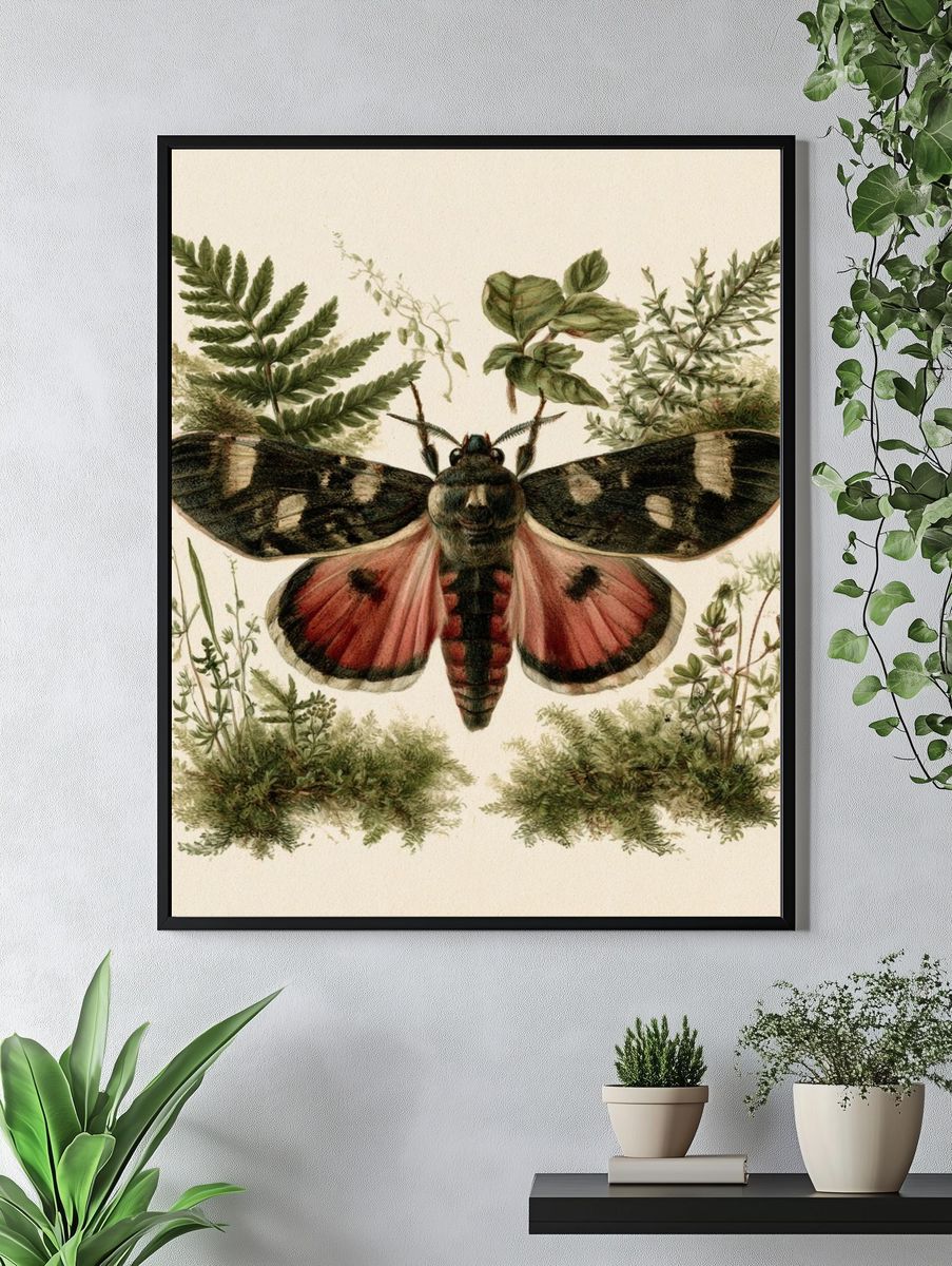 Moth Botanical Illustration Poster. — room view 4