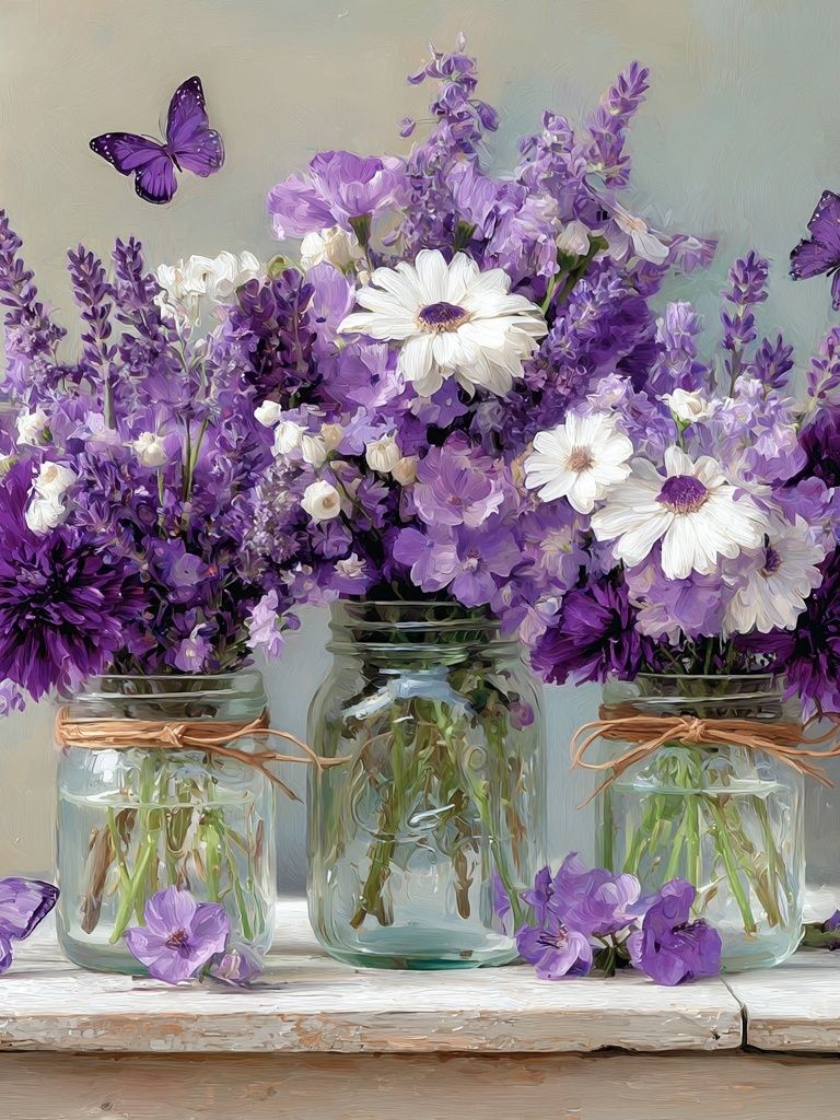 Purple Wildflower Bouquet Print. poster detail