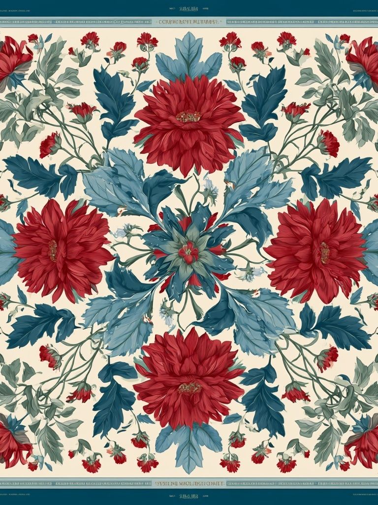 Floral Medallion Botanical Print. poster detail