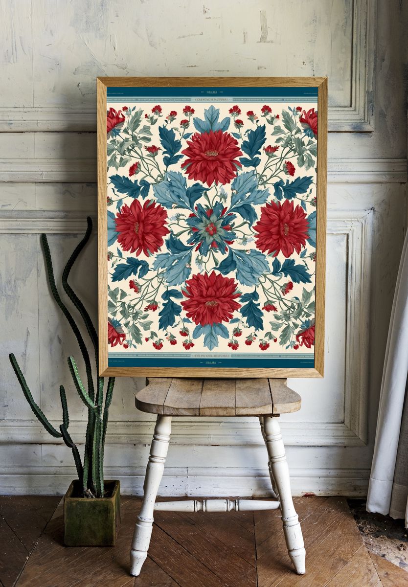 Floral Medallion Botanical Print. — room view 1