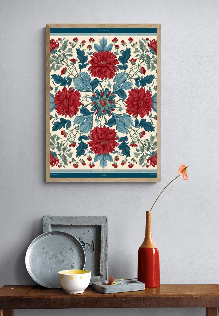 Floral Medallion Botanical Print. — room view 3