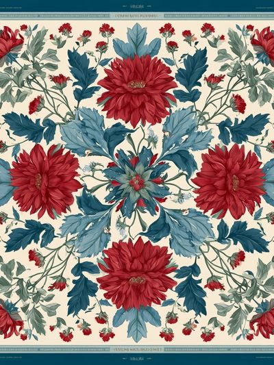 Floral Medallion Botanical Print. poster