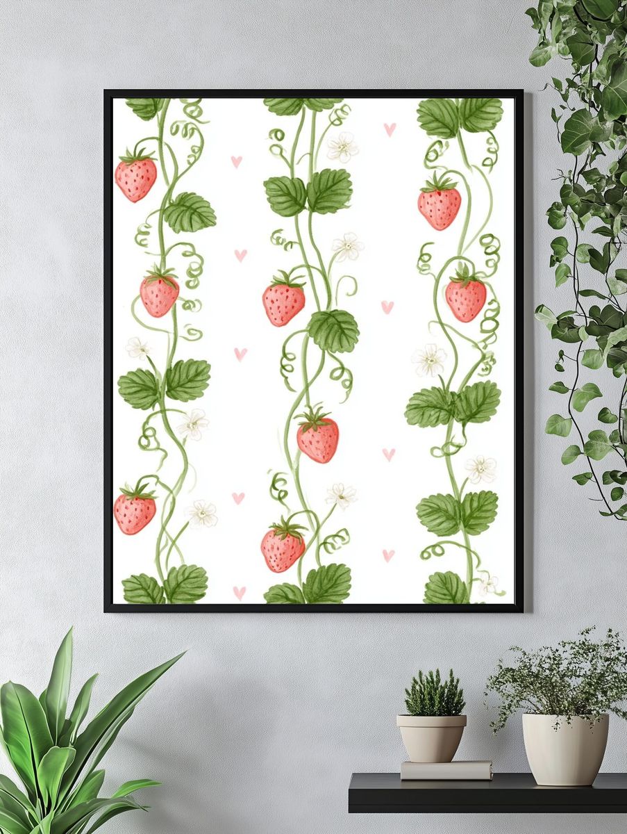Strawberry Vine Botanical Print. — room view 4