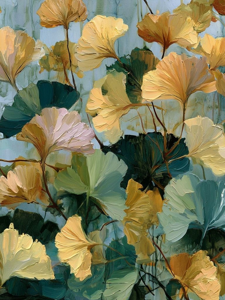 Ginkgo Leaves Botanical Print. poster detail