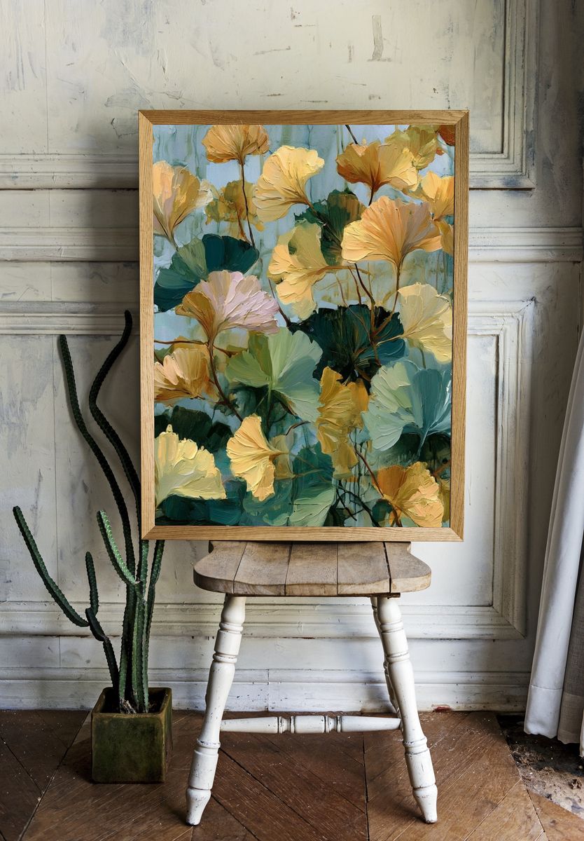 Ginkgo Leaves Botanical Print. — room view 1