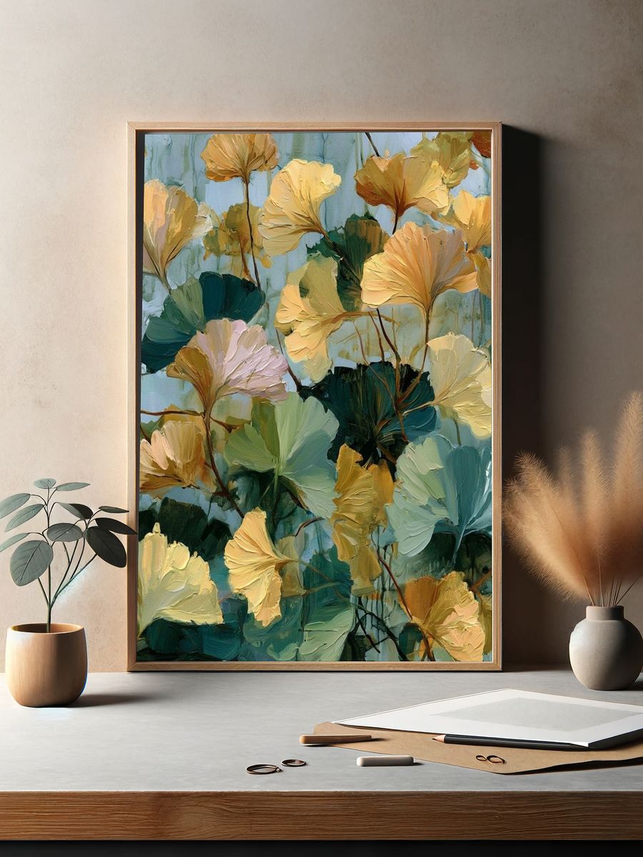 Ginkgo Leaves Botanical Print. — room view 2