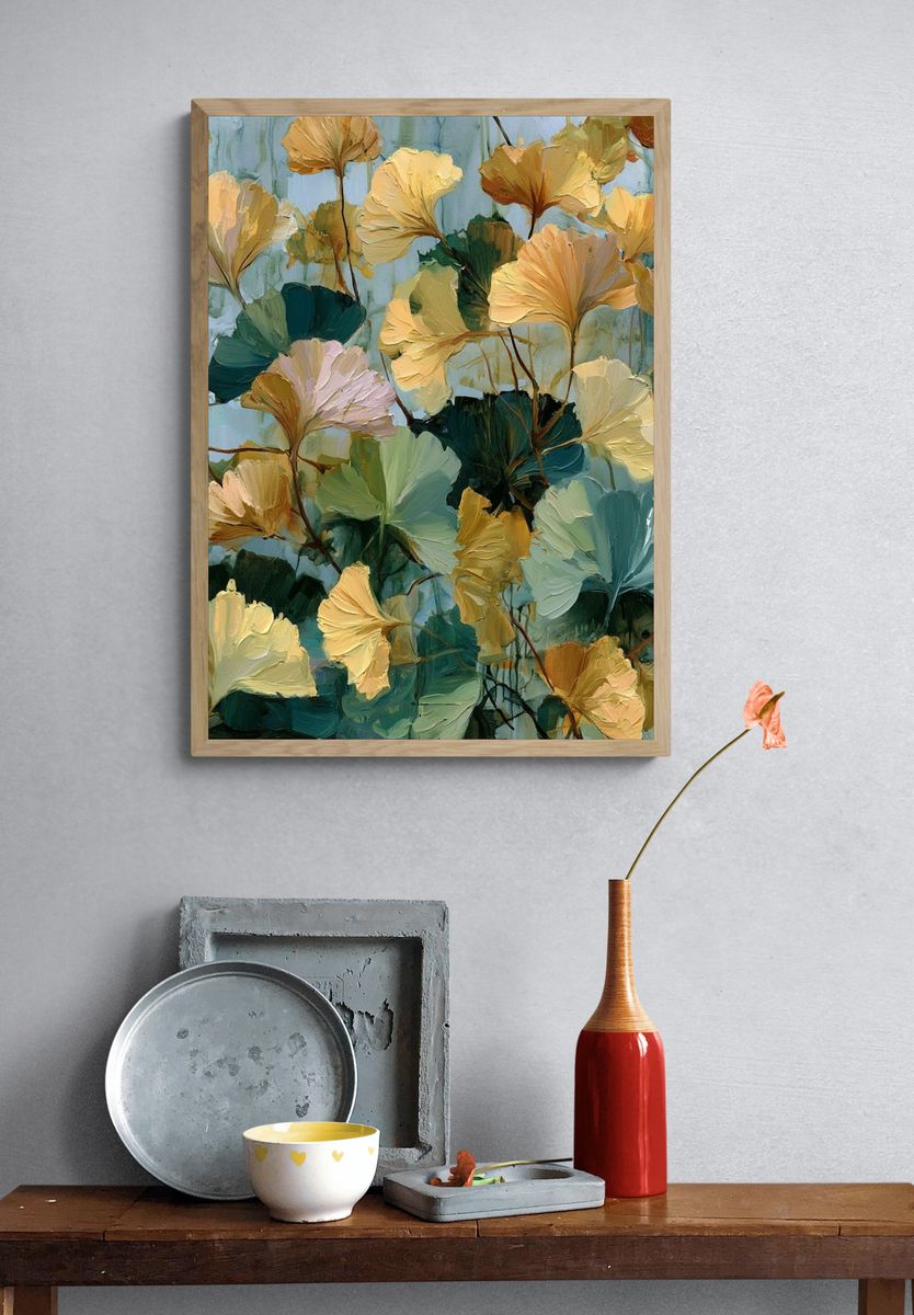 Ginkgo Leaves Botanical Print. — room view 3