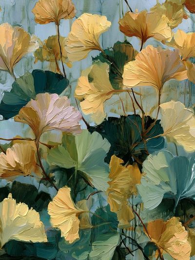 Ginkgo Leaves Botanical Print. poster