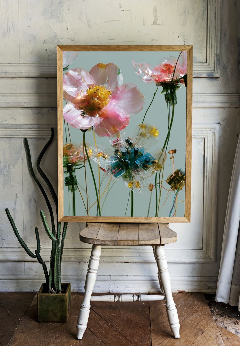 Translucent Floral Sculpture Print. — room view 1
