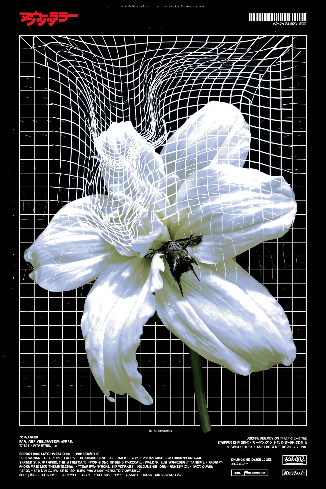Surreal White Flower Illustration Poster. poster detail