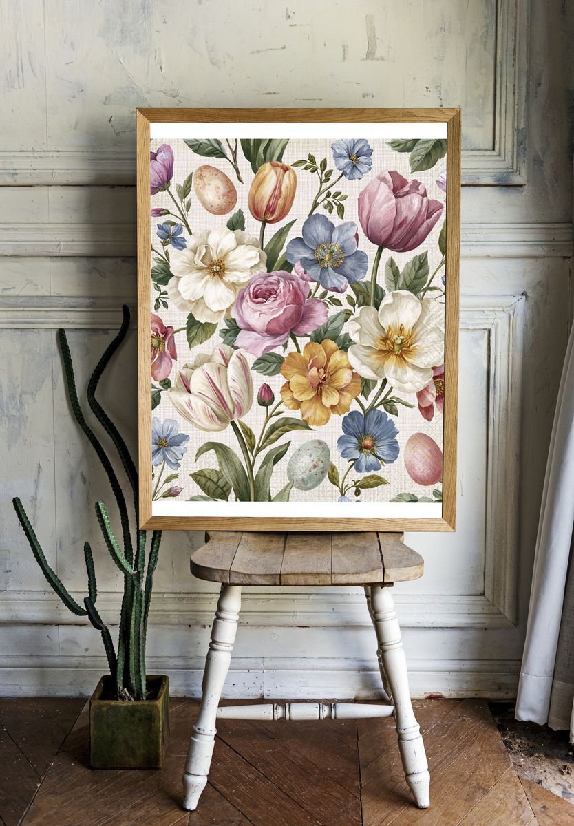 Pastel Floral Easter Print. — room view 1