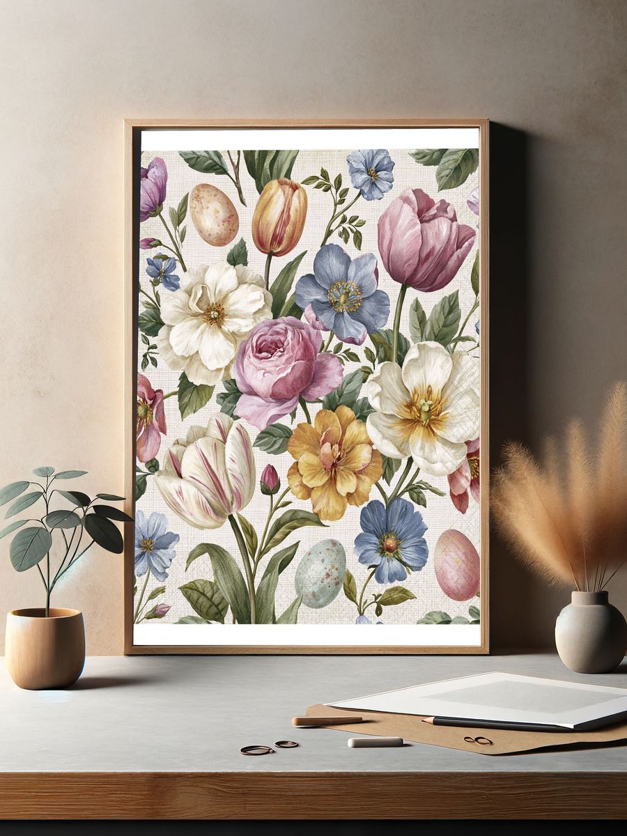 Pastel Floral Easter Print. — room view 2