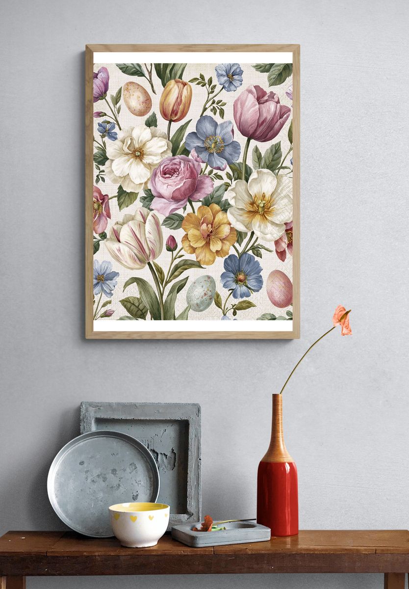 Pastel Floral Easter Print. — room view 3