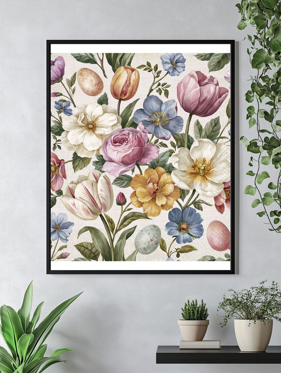 Pastel Floral Easter Print. — room view 4