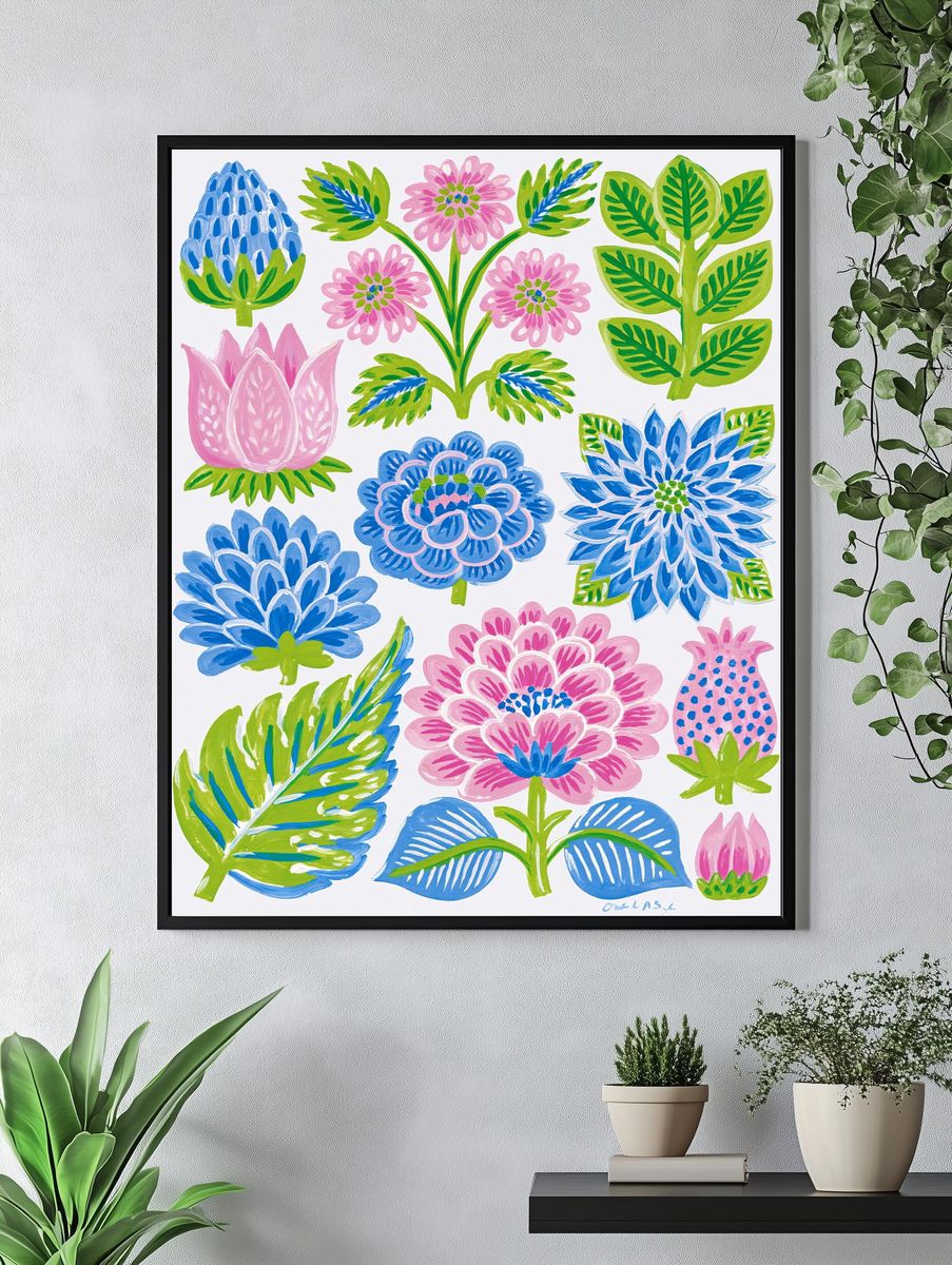 Floral Garden Illustration Poster. — room view 4
