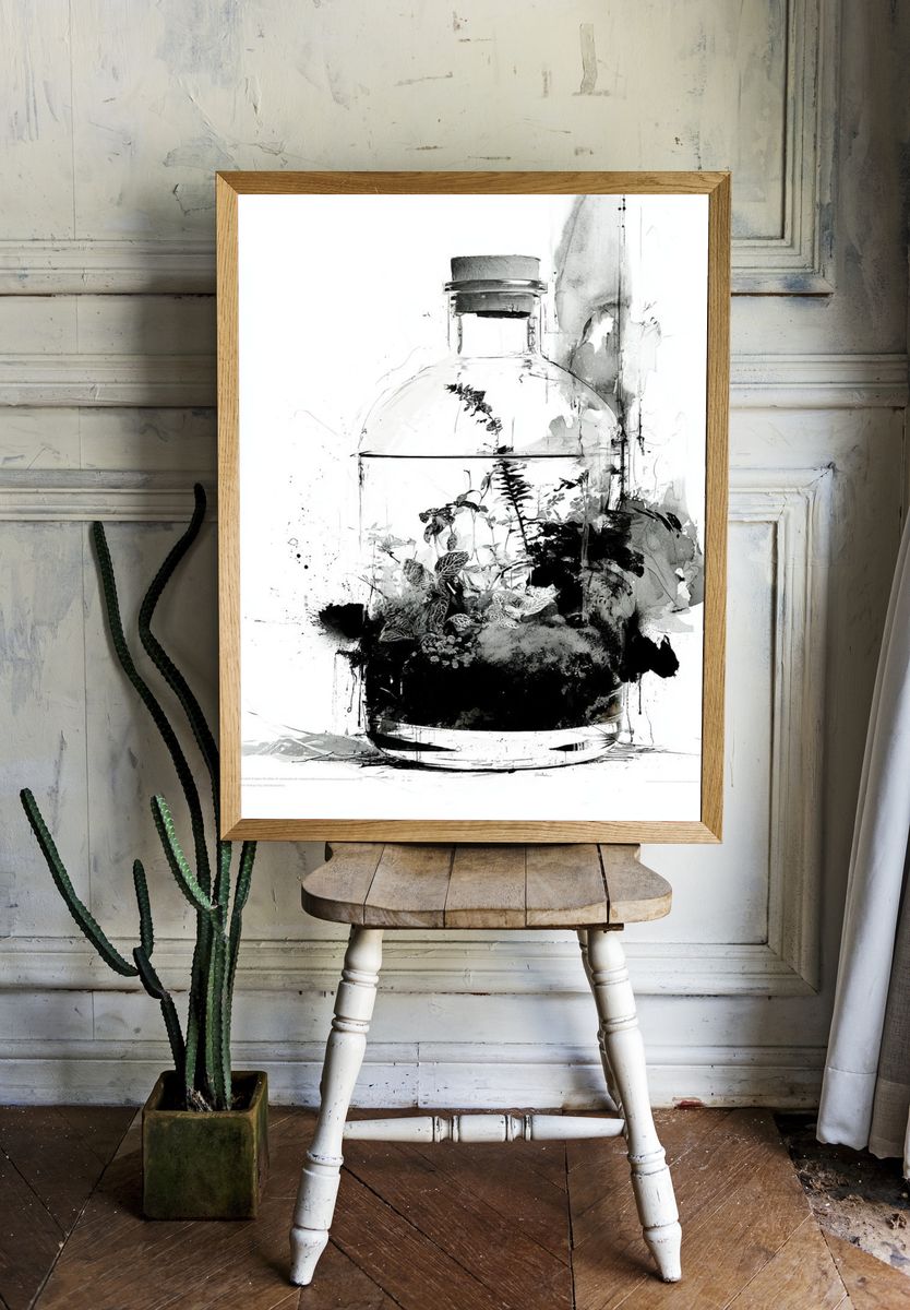 Botanical Bottle Ink Poster. — room view 1