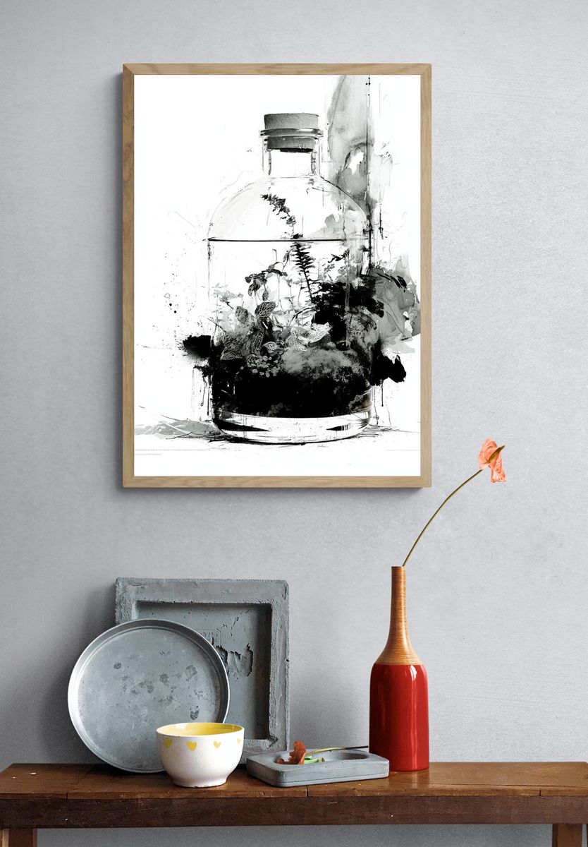 Botanical Bottle Ink Poster. — room view 3