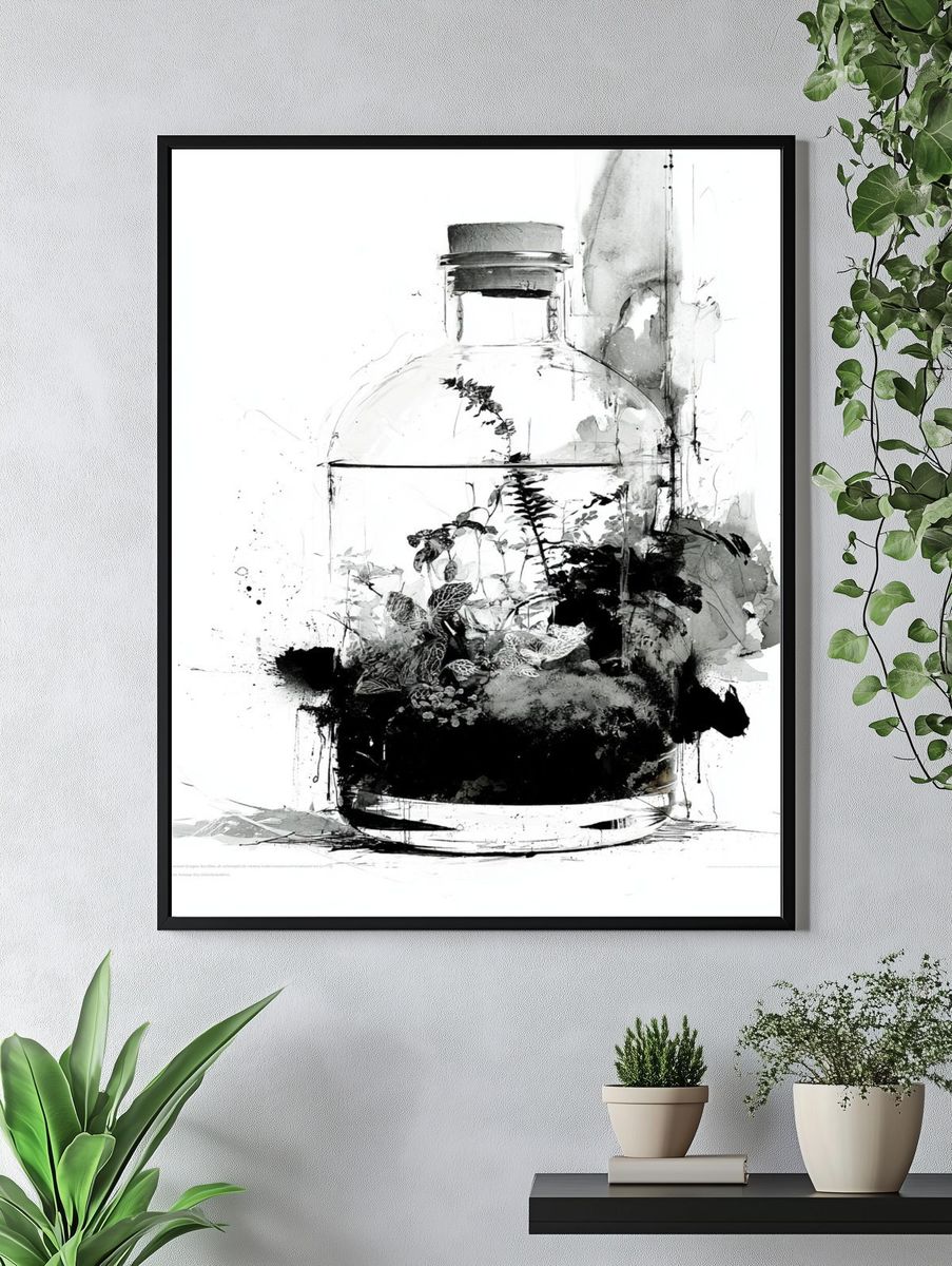 Botanical Bottle Ink Poster. — room view 4